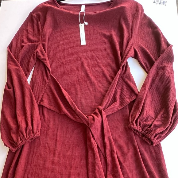 Lionstill Women's Elegant Long Sleeve Dress Casual Crew Neck Tie/Wine - Picture 4 of 12